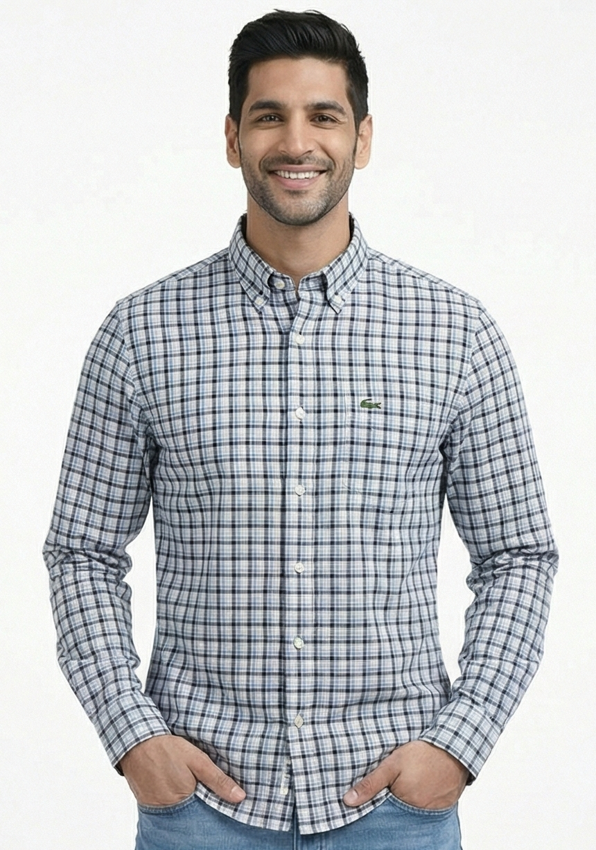 👕 Lacoste Men’s Classic Fit Checkered Shirt – Premium Quality
