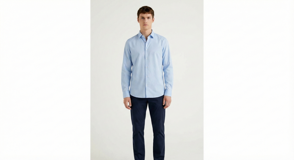Men's Solid Sky Blue Casual Shirt | 100% Cotton