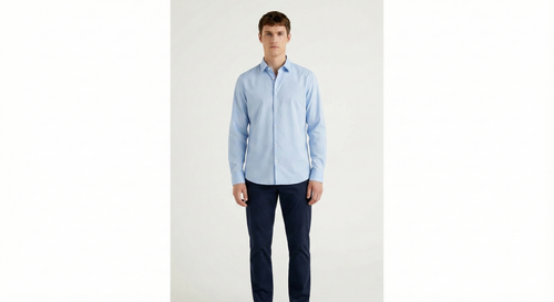 Men's Solid Sky Blue Casual Shirt | 100% Cotton