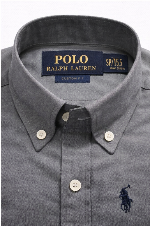 👔 Men’s Solid Grey Button-Down Shirt – Premium Cotton Custom Fit