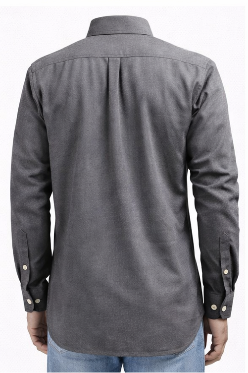 👔 Men’s Solid Grey Button-Down Shirt – Premium Cotton Custom Fit