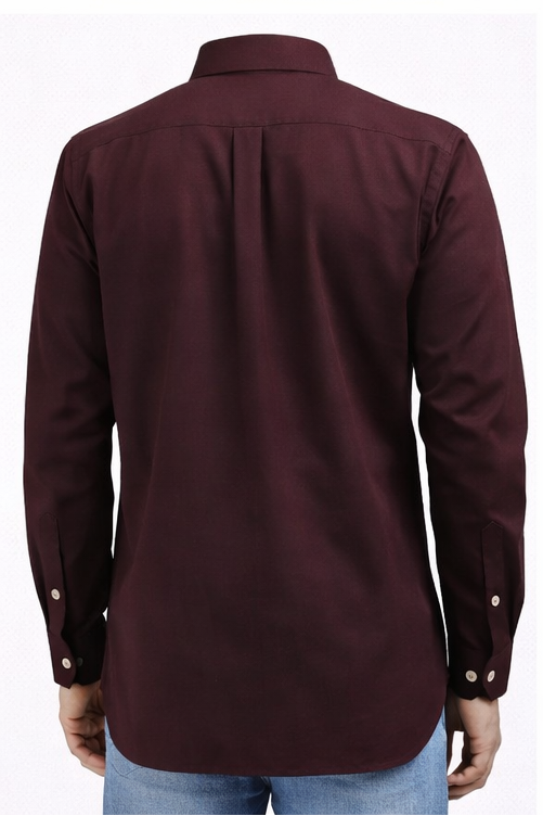 👔 Men’s Solid Maroon Button-Down Shirt – Premium Cotton Custom Fit