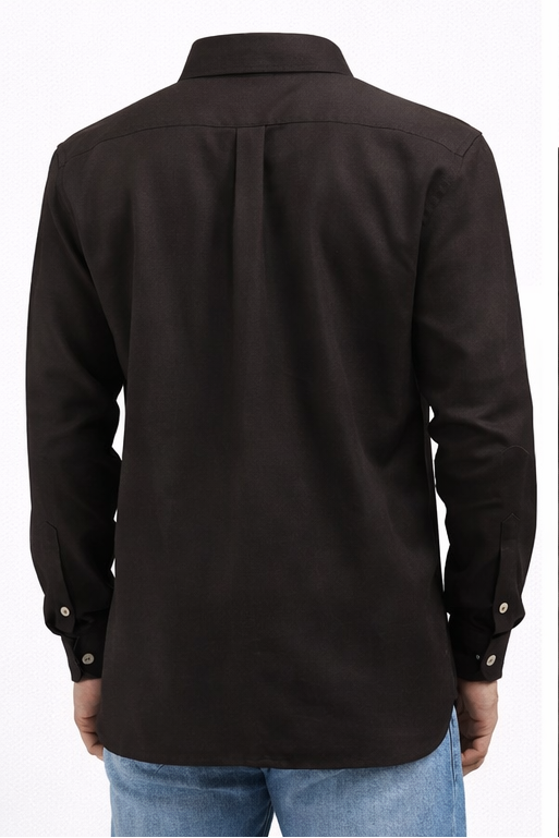👔 Men’s Solid Dark Brown Full Sleeve Shirt – Premium Cotton Custom Fit