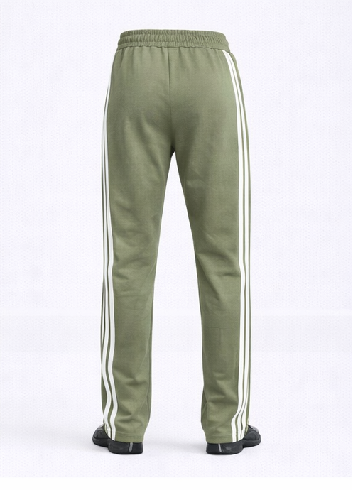 S Activewear Classic Side-Stripe Track Pants – Olive Green