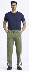 S Activewear Classic Side-Stripe Track Pants – Olive Green