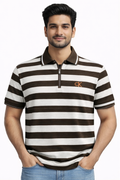 👕 Men’s Striped Polo T-Shirt – Premium Cotton Blend