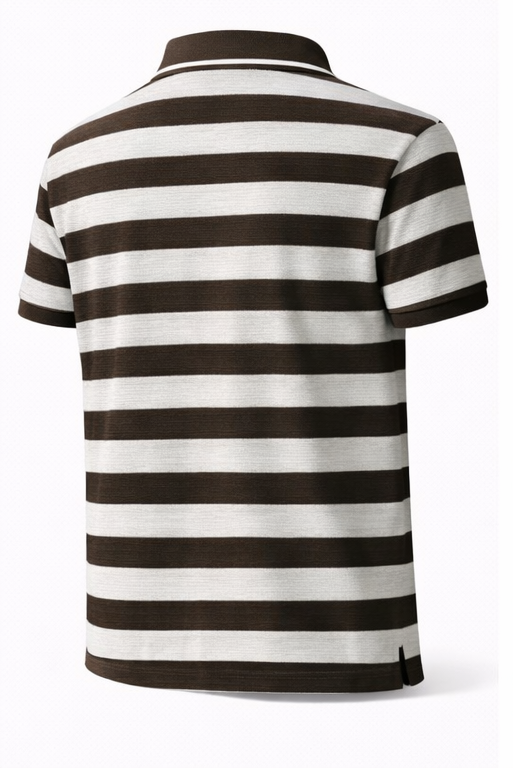 👕 Men’s Striped Polo T-Shirt – Premium Cotton Blend