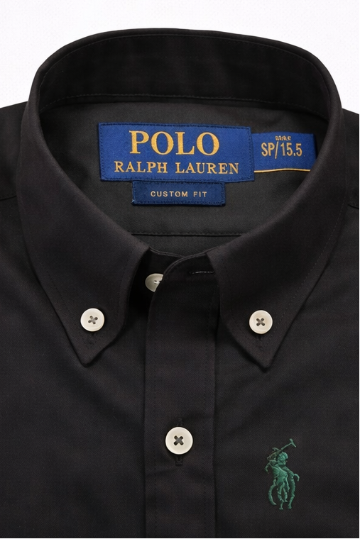 👔 Men’s Solid Black Button-Down Shirt – Premium Cotton Custom Fit