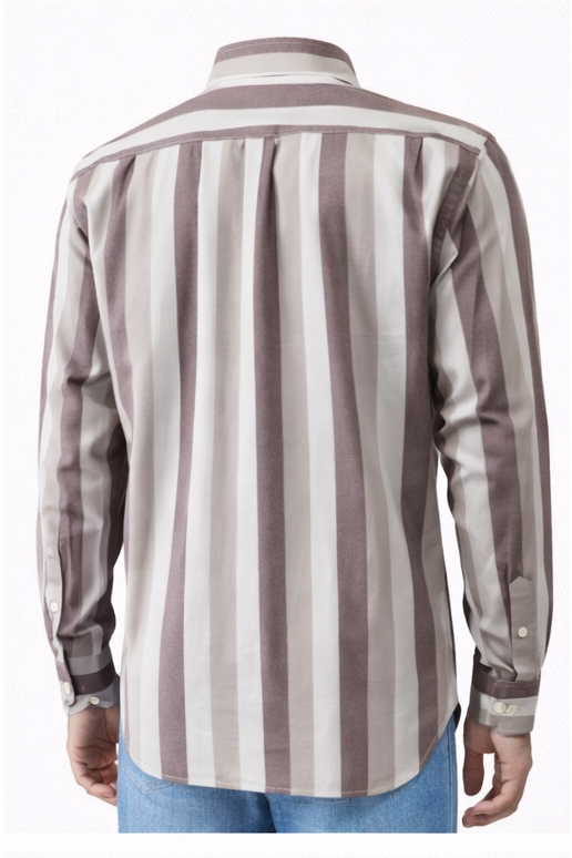 👔 Men’s Vertical Stripe Button-Down Shirt – Premium Cotton Custom Fit