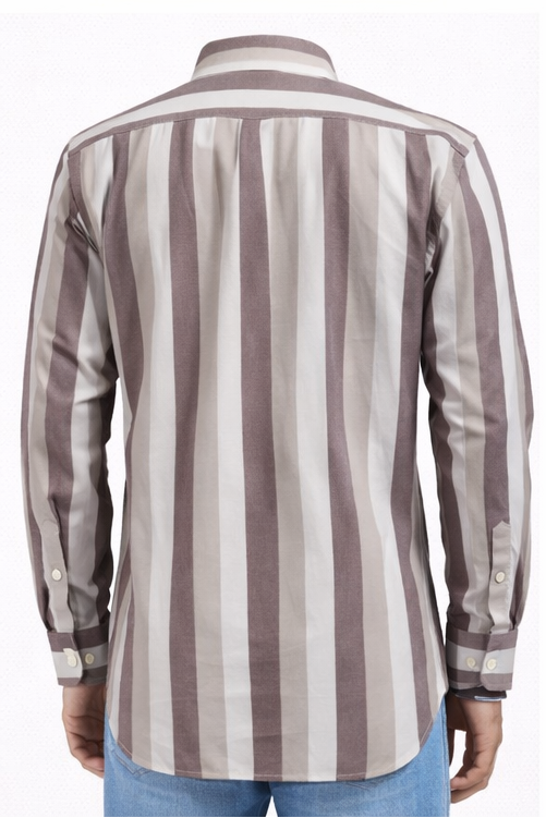 👔 Men’s Vertical Stripe Button-Down Shirt – Premium Cotton Custom Fit
