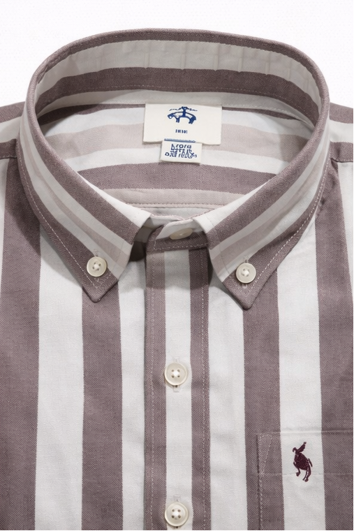 👔 Men’s Vertical Stripe Button-Down Shirt – Premium Cotton Custom Fit